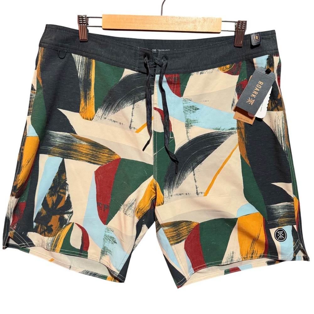 ROARK Passage Collage Board Shorts‎ Mens 36 Hemp Recycled Polyester Blend
